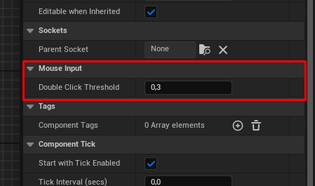 SetDoubleClickThreshold в Blueprint